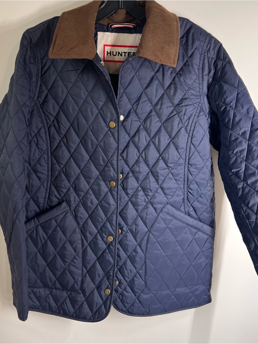 Hunter Women's Rachel Quilted Jacket Navy Corduroy Collar Size S - New with Tags